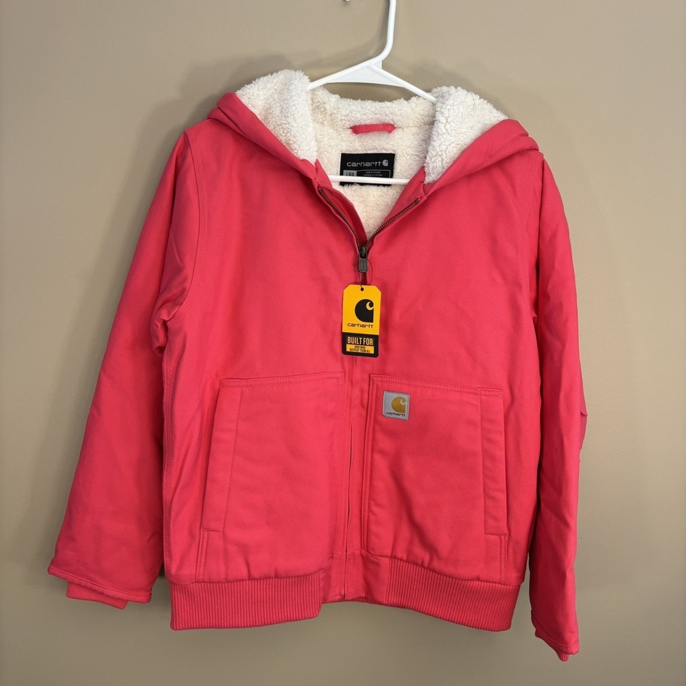 Carhartt Kids Raspberry Pink Canvas Insulated Hooded Active Jacket  Large (14)
